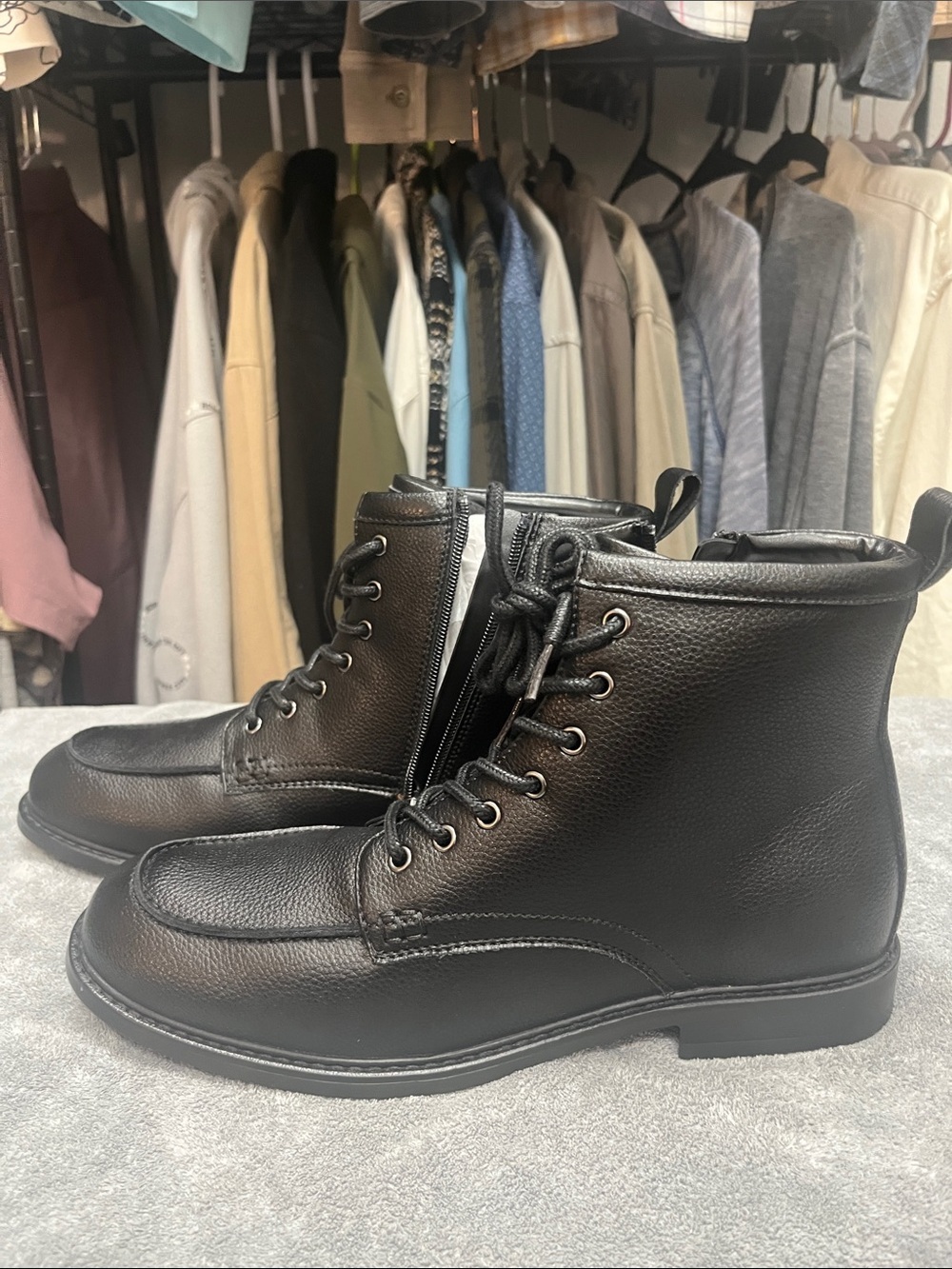 Aldo Black Leather Lace-Up Ankle Boots